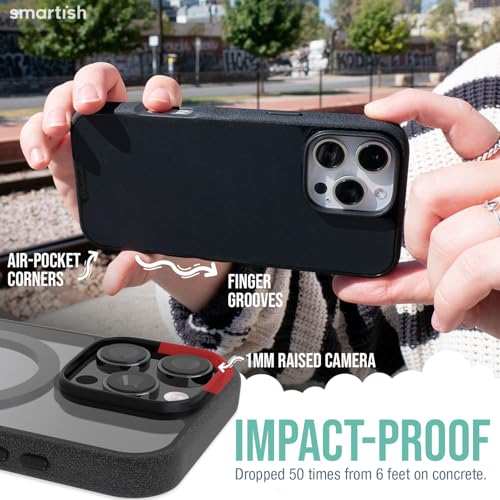 Smartish® iPhone 16 Pro Magnetic Case - Gripmunk Compatible with MagSafe [Lightweight + Protective] Slim & Thin Grip Cover with Microfiber Lining for Apple iPhone 16 Pro - Clearly Black - Image 4