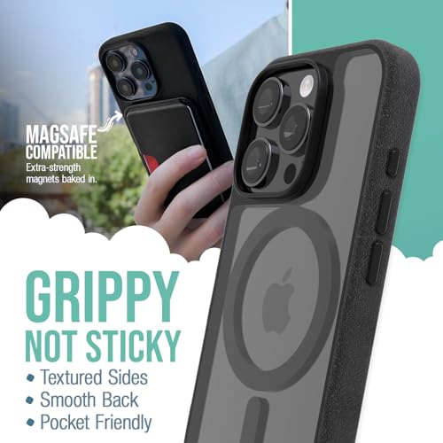 Smartish® iPhone 16 Pro Magnetic Case - Gripmunk Compatible with MagSafe [Lightweight + Protective] Slim & Thin Grip Cover with Microfiber Lining for Apple iPhone 16 Pro - Clearly Black - Image 2