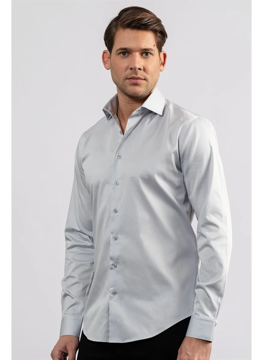 تودورس Slim Fit Cotton Satin Premium Series Men's Shirt
