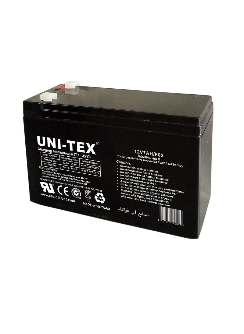 UniTex Battery Rechargeable 12V/7AH F02 