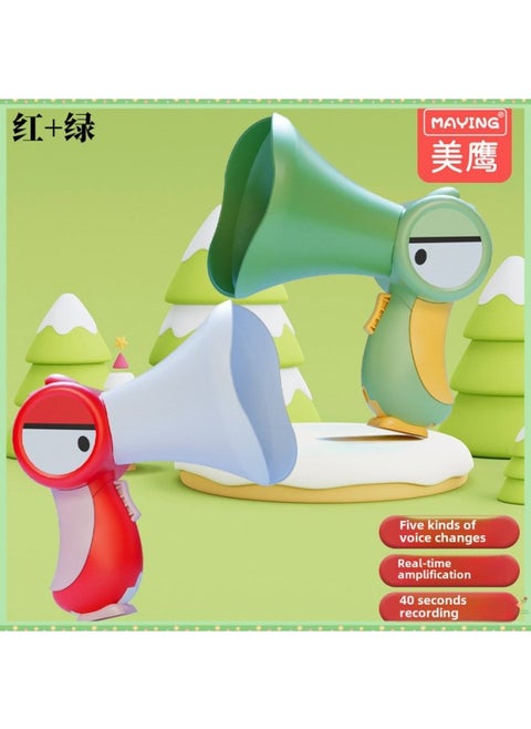 Beak Net Red Peco Peco Sound Changing Megaphone Electric Recorder Horn-year-old Baby Cloth Book-Color:Two Pairs Of Shouts [rose Red + Mint Green] Comes With A Lanyard-Specifications:[five Variables + Super Long Recording + Real-time Amplification] Free Battery + Gift Box