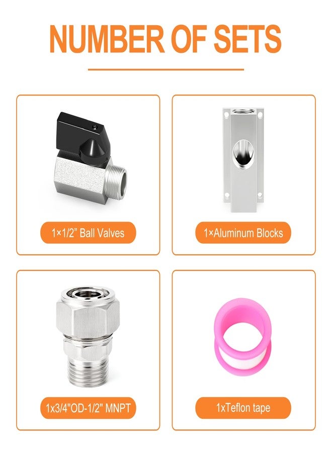 غاشر منفذ مخرج GASHER NPT مقاس 1/2 بوصة، كتل ألومنيوم، صمام MNPT مقاس 3/4 بوصة 0D-1/2 بوصة وصمام كروي مقاس 1/2 بوصة لنظام أنابيب الهواء المضغوط مقاس 3/4 بوصة - Image 2