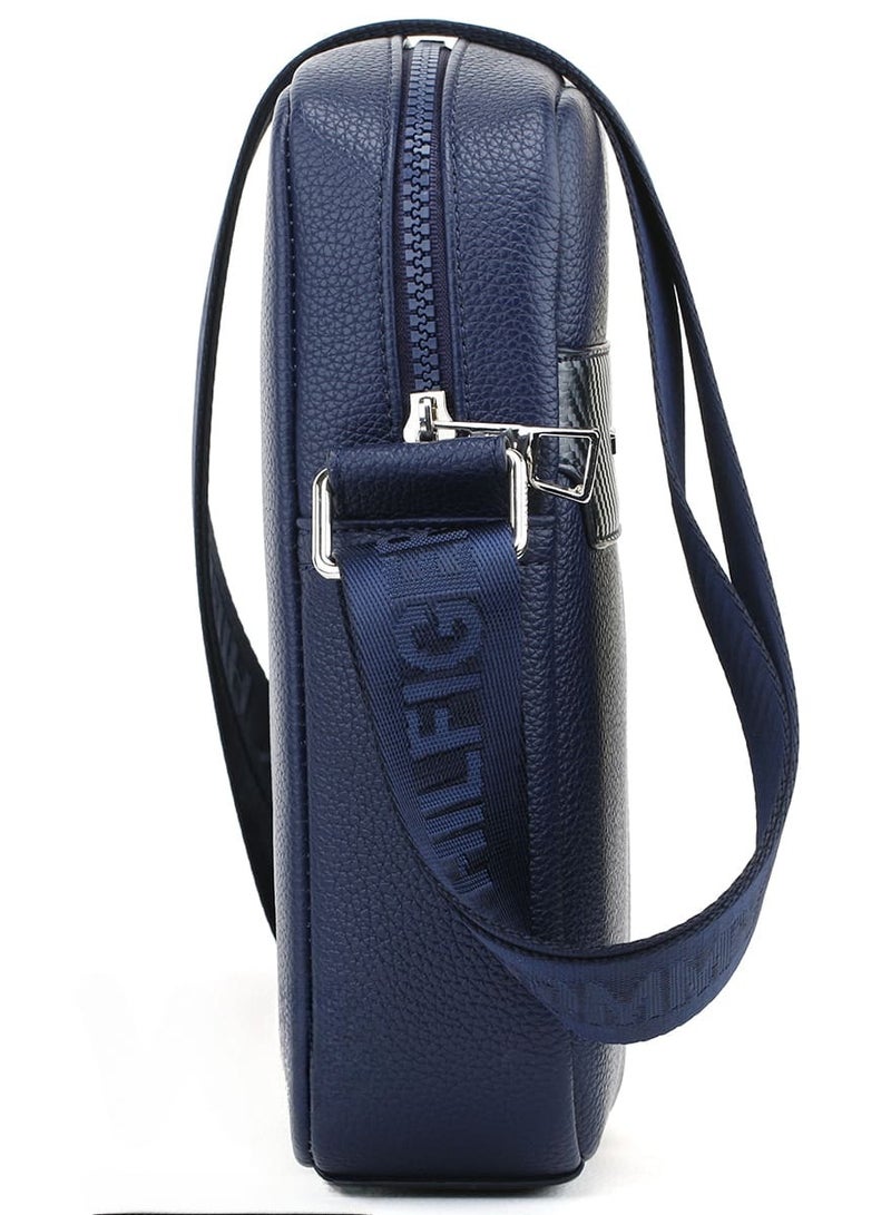 Tommy Hilfiger Plus Blue Leather Tommy Hilfiger Crossbody Messenger Bag For Men  - Image 3