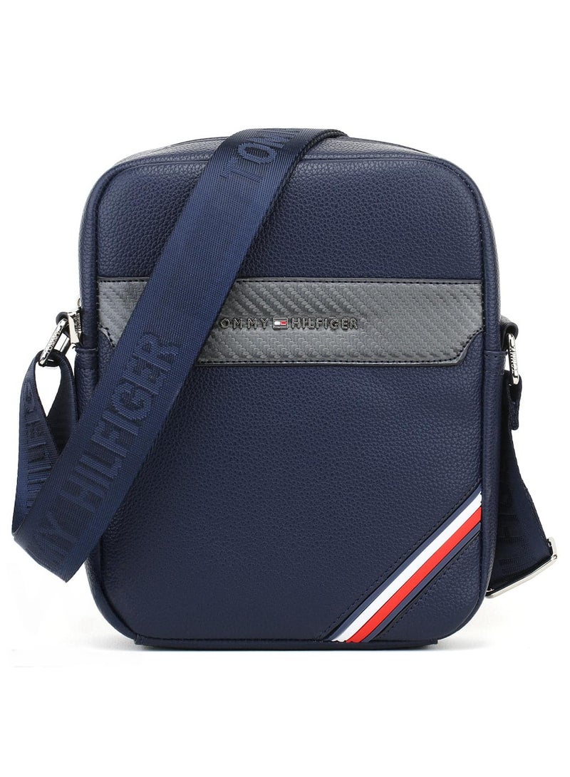 Tommy Hilfiger Plus Blue Leather Tommy Hilfiger Crossbody Messenger Bag For Men  - Image 1