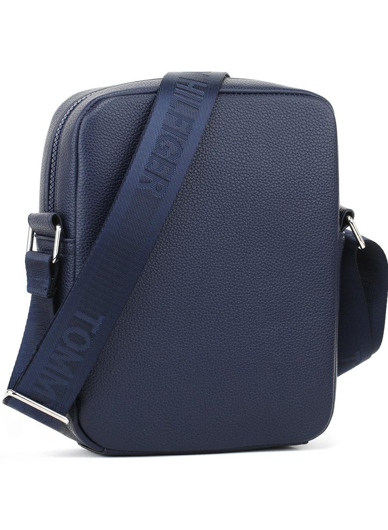 Tommy Hilfiger Plus Blue Leather Tommy Hilfiger Crossbody Messenger Bag For Men  - Image 5