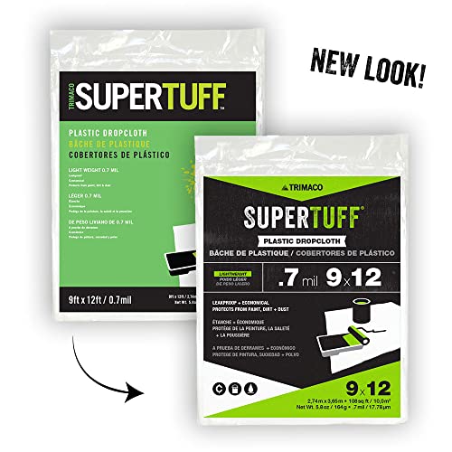 Trimaco 03307 SuperTuff Plastic Drop Cloth, 9-feet x 12-feet, 108 Sq Ft - Image 2