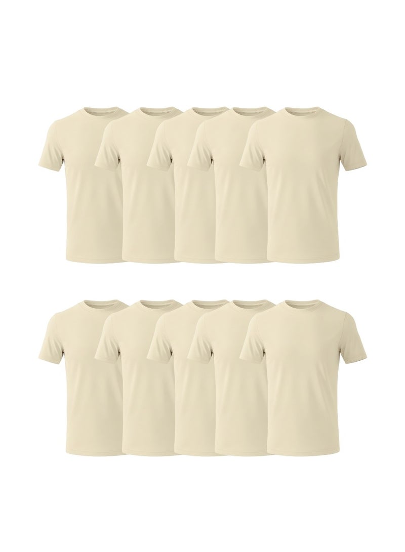 PRINTSHOP4ME 10 pcs Adult Round Neck Combed Men's T Shirt 190 GSM Pure Cotton Basic Colors - Image 1