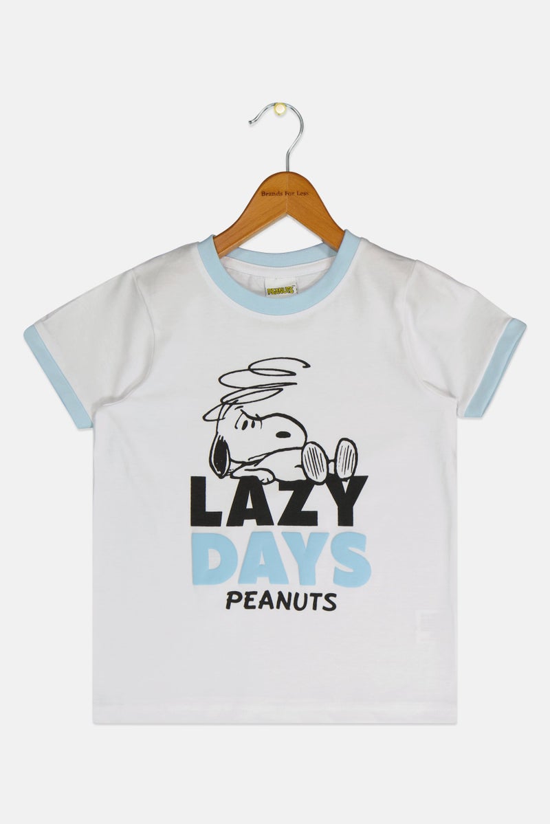Peanuts Kids Boy Crew Neck Short Sleeve Peanuts Print T-Shirt, White - Image 3
