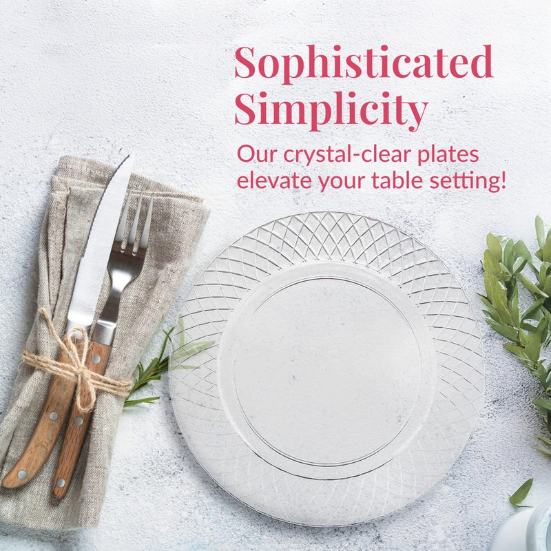 Prestee 102 Clear Plastic Plates Disposable - 6.25-inch Heavy Duty Hard Plastic Clear Plates for Party - Elegant Round Cake, Dessert, Salad, Appetizer, Dinner - Plate for Holiday Parties - Image 4