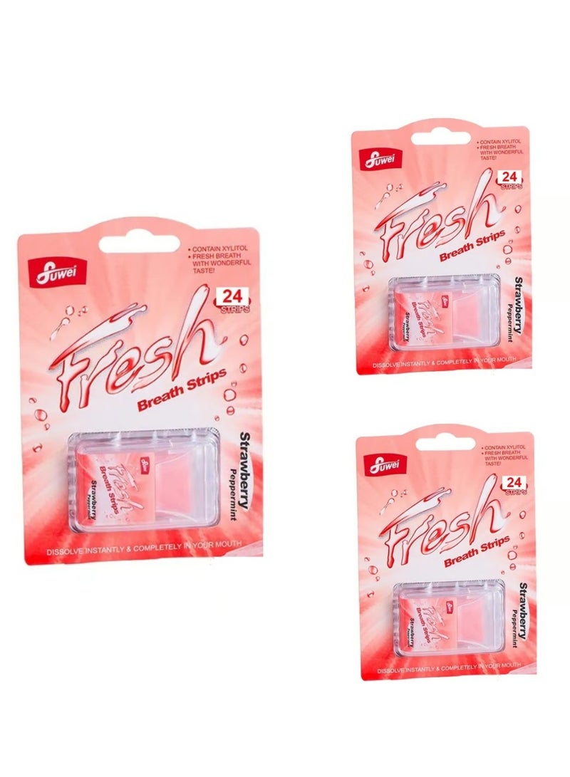 Fuwei 3 Piece of Breath Strips Strawberry 3X24 Strips - Image 1