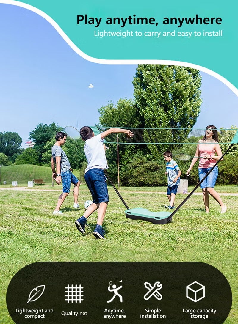 XiuWoo Outdoor Portable Folding Badminton Net Set with Rackets & Balls - Easy Setup for Family Fun - Image 2