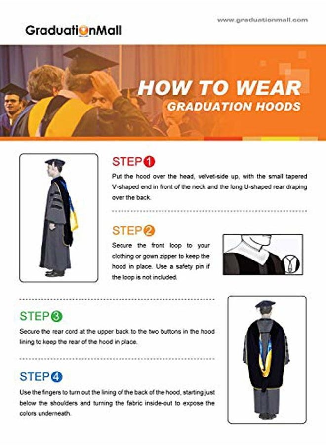 GraduationMall - Unisex Deluxe Bachelor Graduation Hood (KellyRoyalWhite) - Image 1