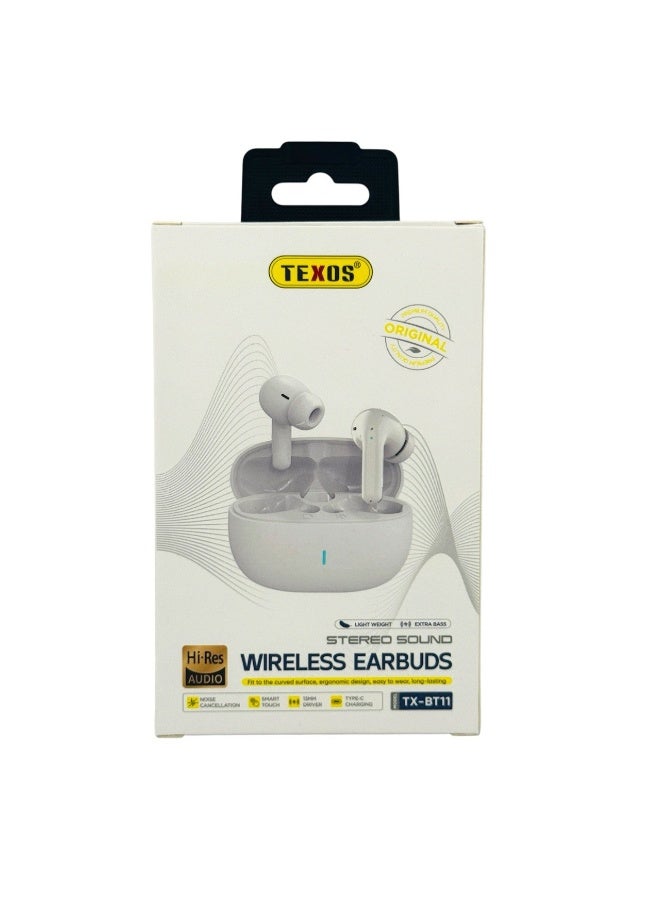 TEXOS TX-BT11 Hi-Res Wireless Earbuds with Noise Cancellation & Type-C Charging - Image 1