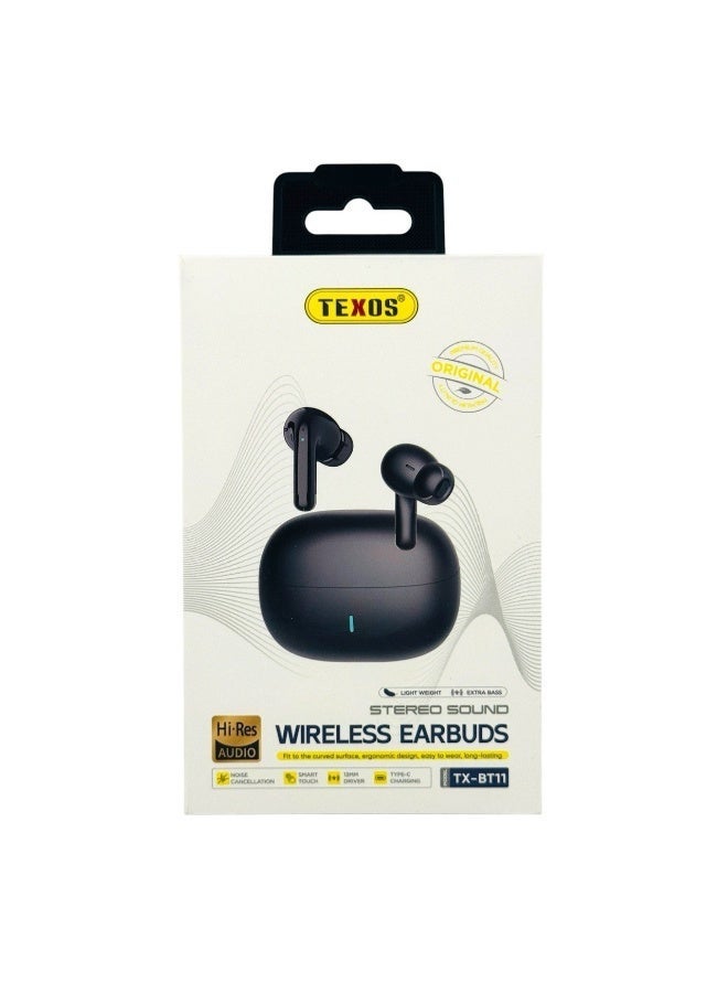 TEXOS TX-BT11 Hi-Res Wireless Earbuds with Noise Cancellation & Type-C Charging - Image 3