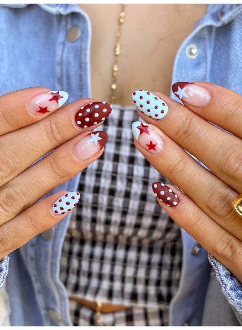 Handmade Press-On Nails – Light Luxury Fake Nails – Reusable Glue-On Manicure Set for Women - Image 1
