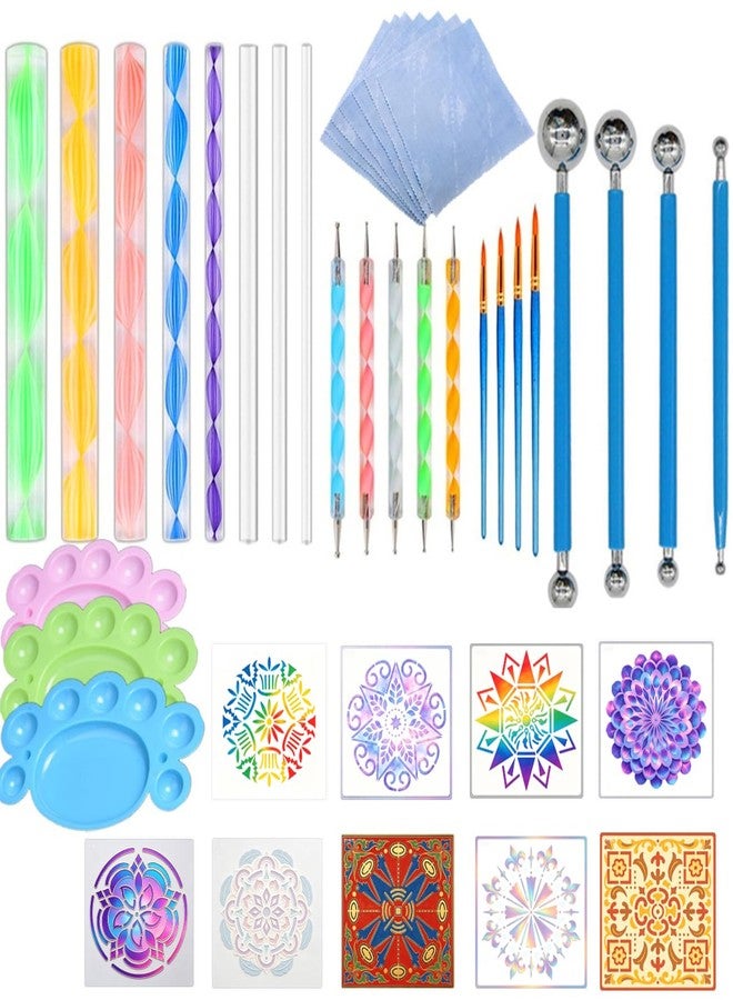 Fycooler مجموعة أدوات رسم الماندالا - مجموعة أدوات رسم النقاط على الصخور، أقلام تلوين كروية، أدوات فنية وحرفية للتلوين، أحجار الأظافر، فنون الماندالا، الرسم الهندسي، ديكور منزلي، هدية - Image 1