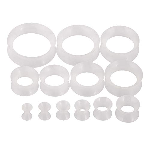 Qmcandy 26pcs 8G-1" Thin Silicone Hollow Flexible Ear Tunnels Kit Stretching Set (13 Pairs) (Clear) - Image 1