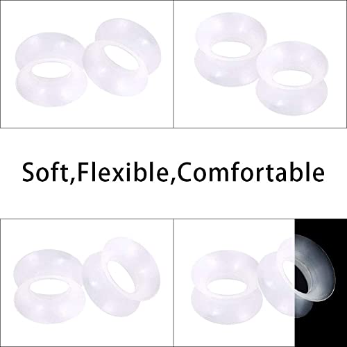 Qmcandy 26pcs 8G-1" Thin Silicone Hollow Flexible Ear Tunnels Kit Stretching Set (13 Pairs) (Clear) - Image 5