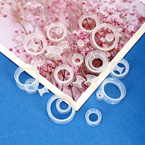 Qmcandy 26pcs 8G-1" Thin Silicone Hollow Flexible Ear Tunnels Kit Stretching Set (13 Pairs) (Clear) - Image 4