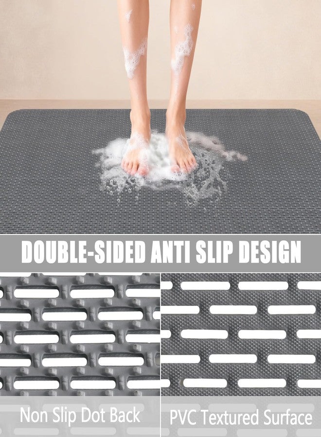 Mofonky Non Slip Shower Mat: 47" X 32" Extra Large Shower Mats for Inside Shower - PVC Quick Dry Shower Stall Mat with Hundreds Drain Holes - Image 3