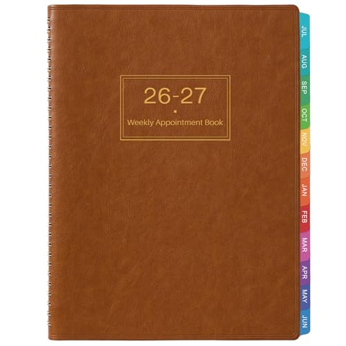 Artfan Appointment Book Planner 20262027 Large 20262027 Daily Hourly Planner July 2026 June 2027 85 x 11 Appointment Book Plannerwith 15Minute Interval Thick Paper Pocket Brown - Image 1