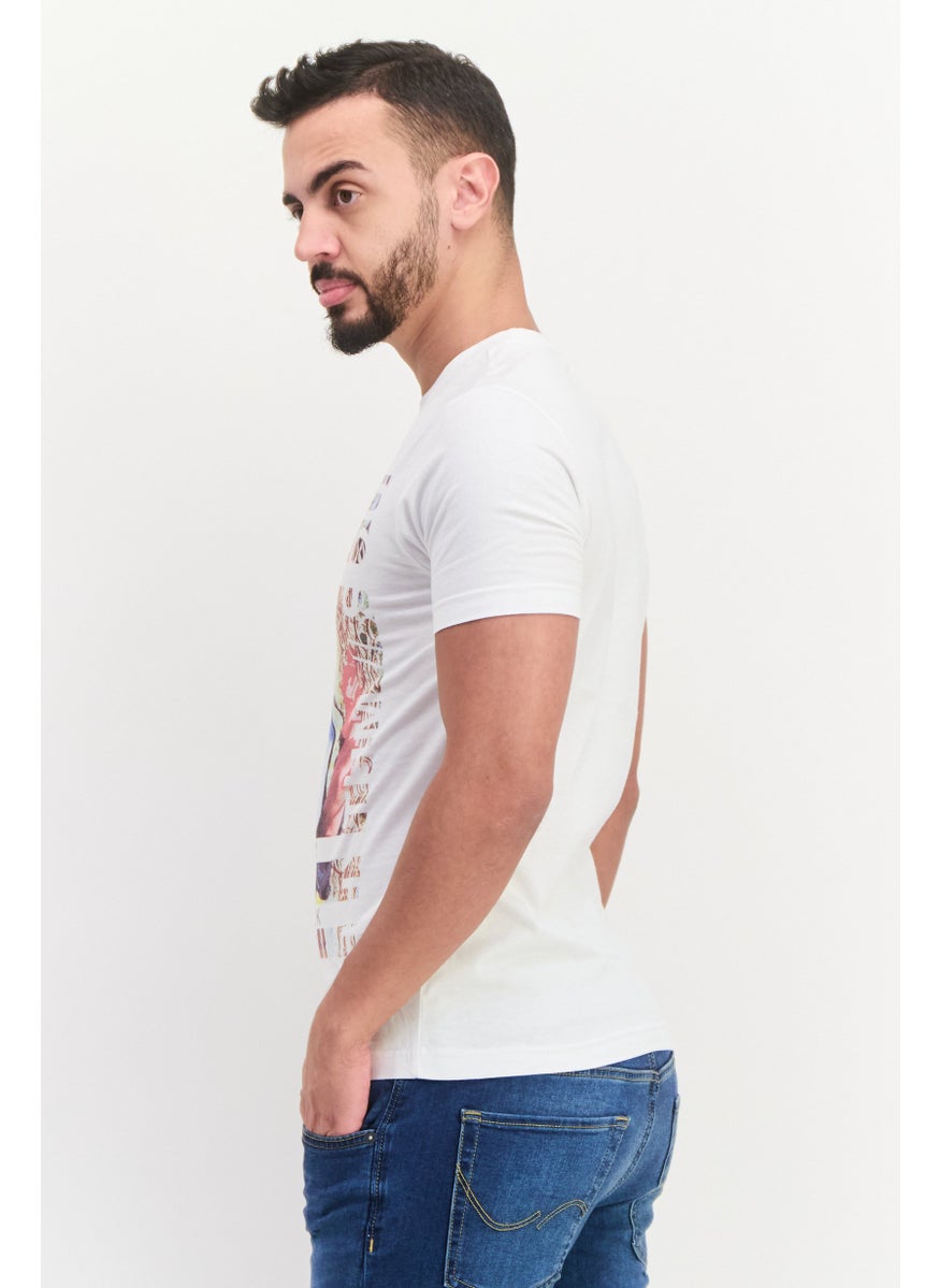 Free Soul - Men Crew Neck Short Sleeve Graphic Print T-Shirt, White - Image 1