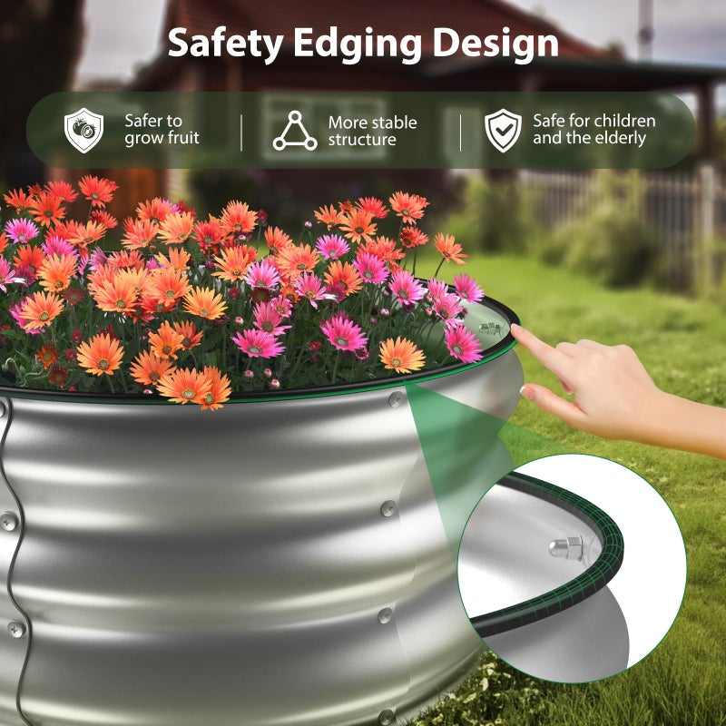 Winpull Raised Garden Bed Kit, 4x2x1 ft Galvanized Planter Box Outdoor with Safety Edging, Large Metal Raised Beds for Gardening Vegetables Flower Herb (Classic Silver) - Image 2