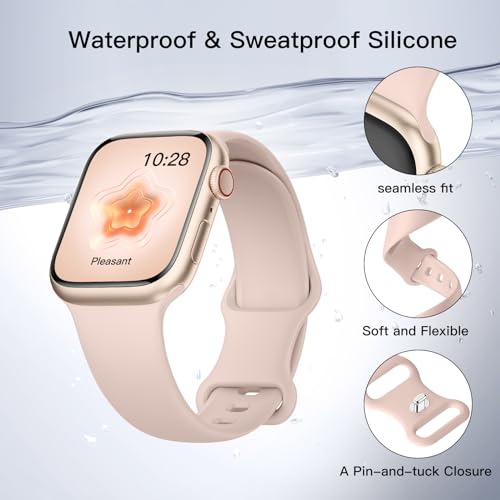 SuperNaNa Sport Silicone Band Compatible with Apple Watch Bands 40mm 38mm 41mm 44mm 45mm 42mm 49mm Women Men,Soft Wristband Waterproof Replacement Sport Strap for iWatch Bands Series 9 8 7 6 5 4 3 2 1 SE Ultra - Image 2