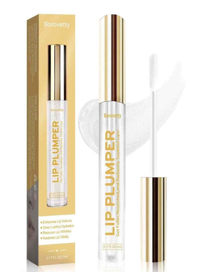Borovetty Lip Plumper Gloss, Clear Plumping Lip Gloss for Fuller, Hydrated Lips, Nourishes & Smooths Fine Lines. - Image 1