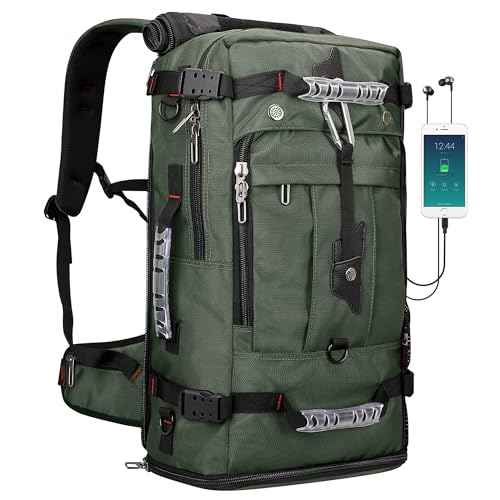 WITZMAN Travel Backpack for Men Convertible Carry On Luggage Backpack fit 17 Inch Laptop for Airplane (B681 Army Green) - Image 1