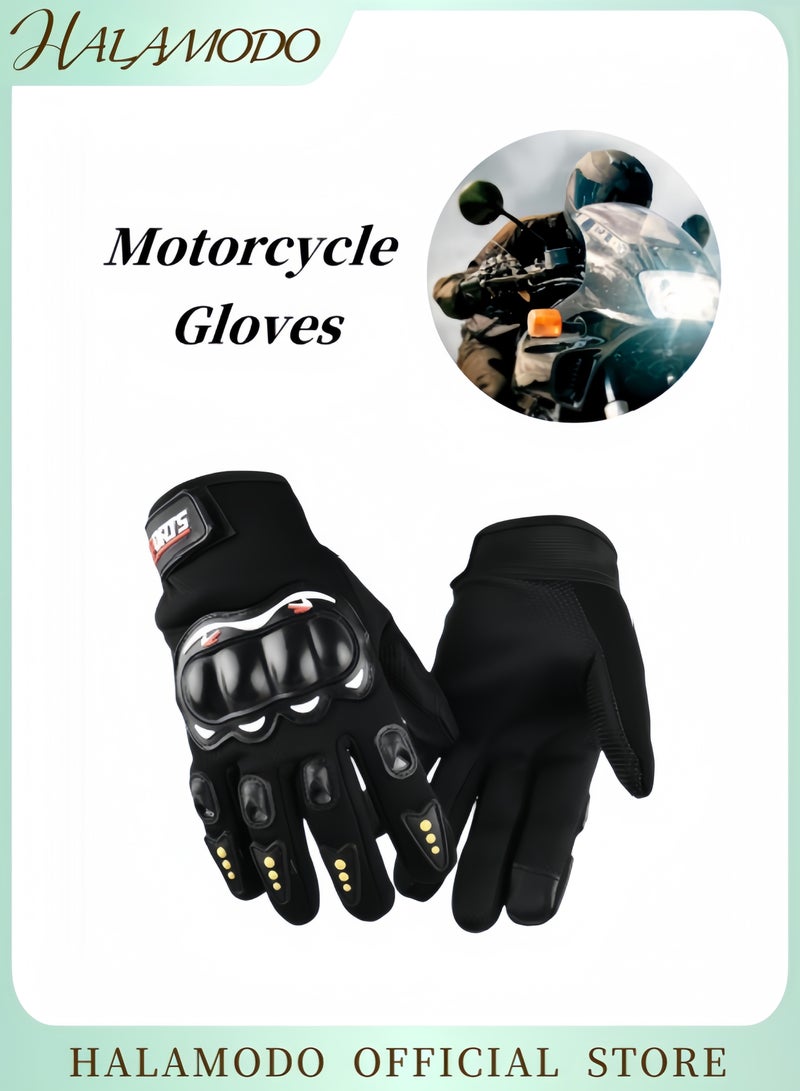HALAMODO Breathable Mesh Motorcycle Gloves for Men & Women Full Finger Touchscreen Hard Knuckle Motorcycle Gloves Joint Rubber Protection Anti Slip Gloves for Outdoor Riding  - Image 1