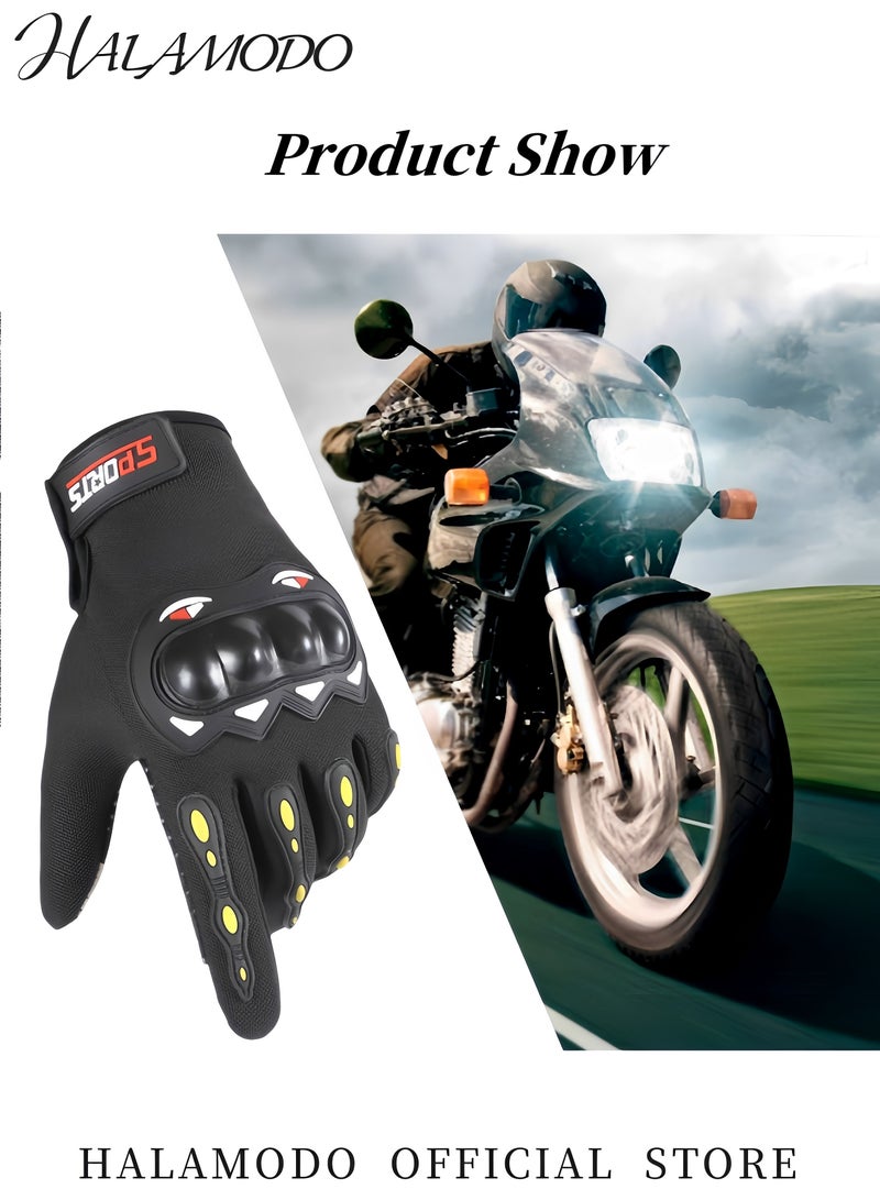 HALAMODO Breathable Mesh Motorcycle Gloves for Men & Women Full Finger Touchscreen Hard Knuckle Motorcycle Gloves Joint Rubber Protection Anti Slip Gloves for Outdoor Riding  - Image 3