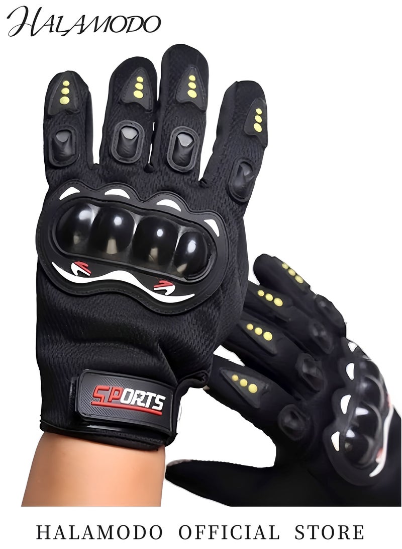 HALAMODO Breathable Mesh Motorcycle Gloves for Men & Women Full Finger Touchscreen Hard Knuckle Motorcycle Gloves Joint Rubber Protection Anti Slip Gloves for Outdoor Riding  - Image 5