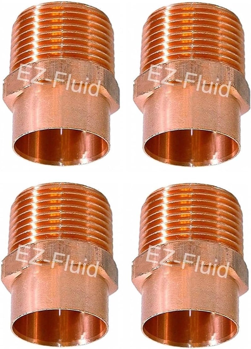 EZ-FLUID (4-Pk) EZ-FLUID 1" C X MIP LF Copper Male Adapter Pressure Copper Fittings,Sweat Solder Connection for Residential,Commercial Plumbing Pipe. - Image 1