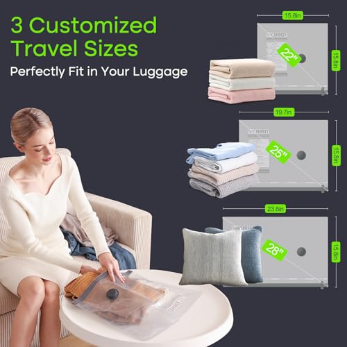 Vacbird 9 Pack Travel Vacuum Storage Bags with USB Electric Pump, Carry-on Size Space Saver Bags for Clothes and Clothing Travel，Compression Packing for Luggage and Suitcase - Image 3
