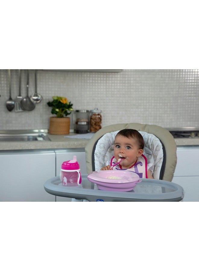 Chicco First Baby Self Feeding Spoon With Angled Tip, Suitable For Training Toddlers, Soft & Flexible Silicone Tip, 8M+ (Pink) - Image 3