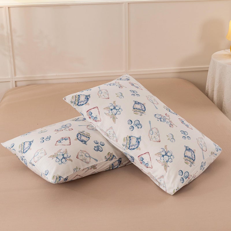 ECOCOTT 2 Pack Pillowcase King Size  Blueberry Pattern Pillow Cases Set  100% Cotton Pillow Covers with Envelope Closure (King  20""x36"") - Image 3