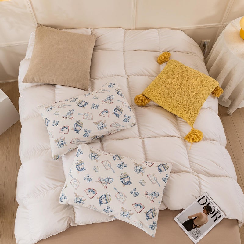 ECOCOTT 2 Pack Pillowcase King Size  Blueberry Pattern Pillow Cases Set  100% Cotton Pillow Covers with Envelope Closure (King  20""x36"") - Image 4