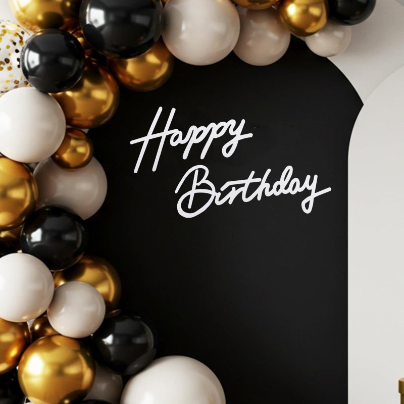 TONIFUL Happy Birthday Sign for Backdrop - White Felt Banner - Includes Dot Glue - Perfect for Birthday Party Backdrop,Wall Decr,Balloon Arch,Photo Background - Image 4