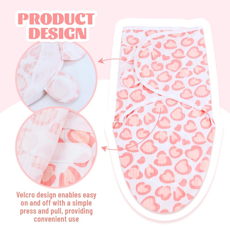 Cinaci 2 Pack Adjustable Soft Cotton Blend Newborn Baby Receiving Swaddle Blankets Sleep Sacks with Nursery Hats Caps Beanies Bonnets for Baby Girls Boys Newborns Infants - Image 4