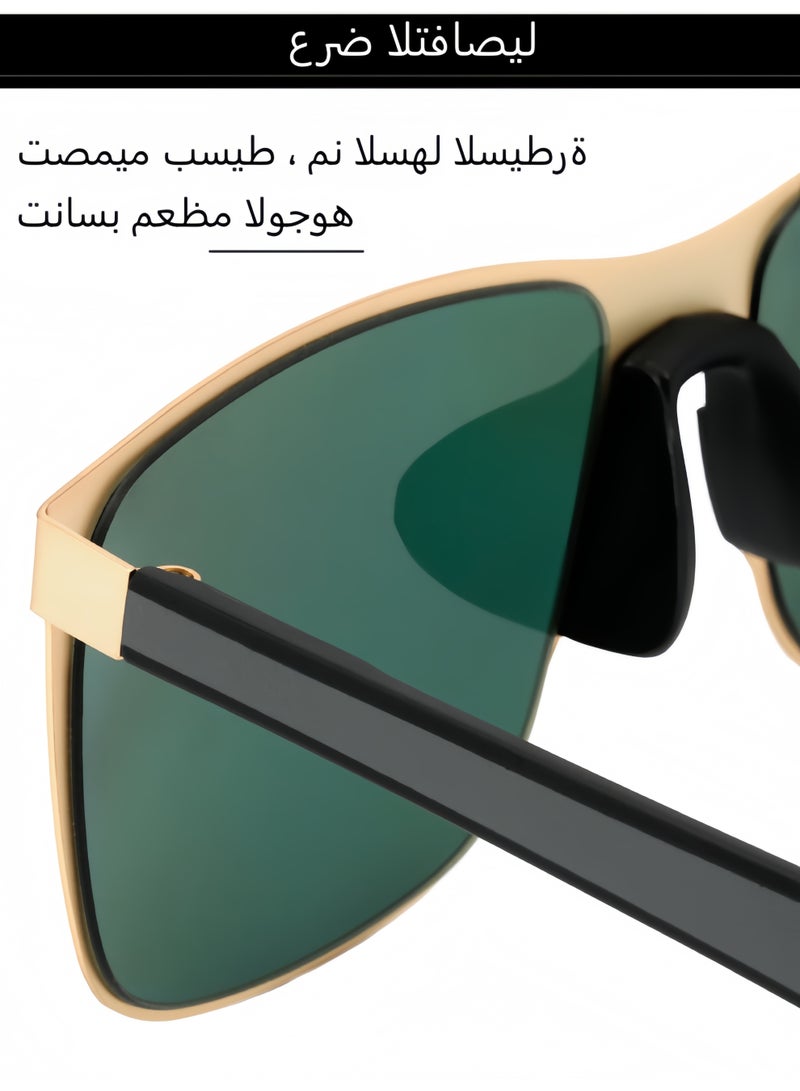 نظارة شمسية رجالية مربعة مستقطبة UV400 بإطار معدن خفيف، مناسبة للقيادة بالسيارة والدراجات النارية، الصيد والصيد والرحلات الصحراوية - Image 4