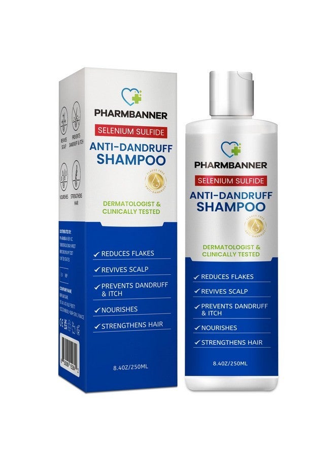 PHARMBANNER Anti-Dandruff Shampoo with Selenium Sulfide: For Flaky Scalp, Itching & Seborrheic Dermatitis Relief - Menthol & Lavender Oil - Moisturizing, Color Safe, Gentle for All Hair Types - 8.4oz - Image 1
