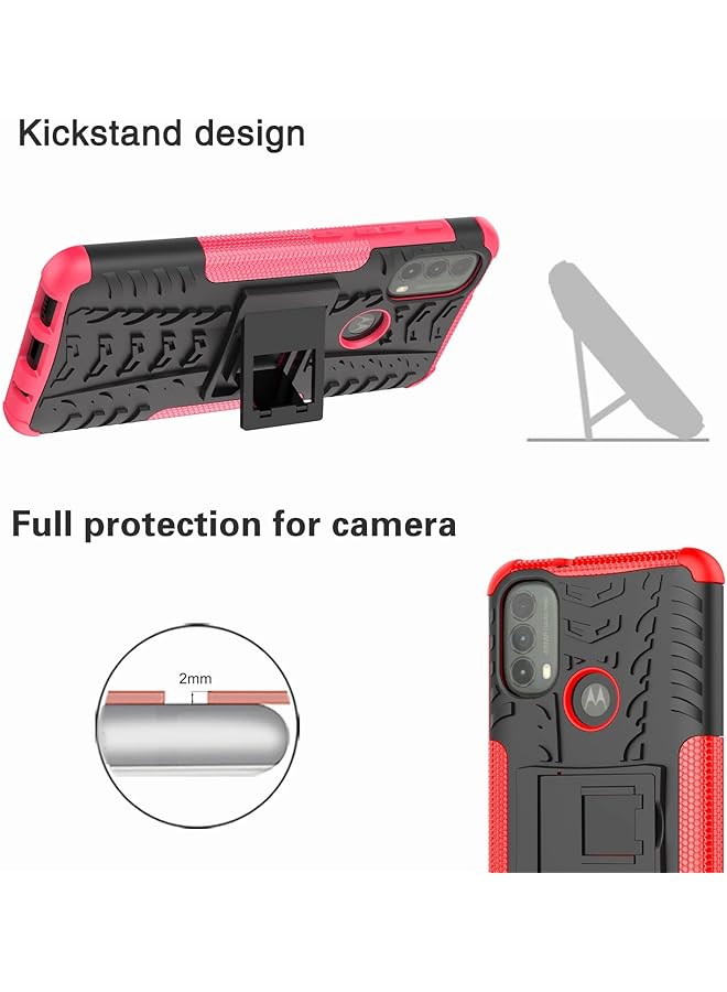 erorex For Motorola Moto E40 Motorola Moto E30 Case With Tempered Glass 2 Pieces Shockproof Heavy Duty Strong Durable Kick Stand Case Cover Moto E40 E30 Black 1 - Image 5