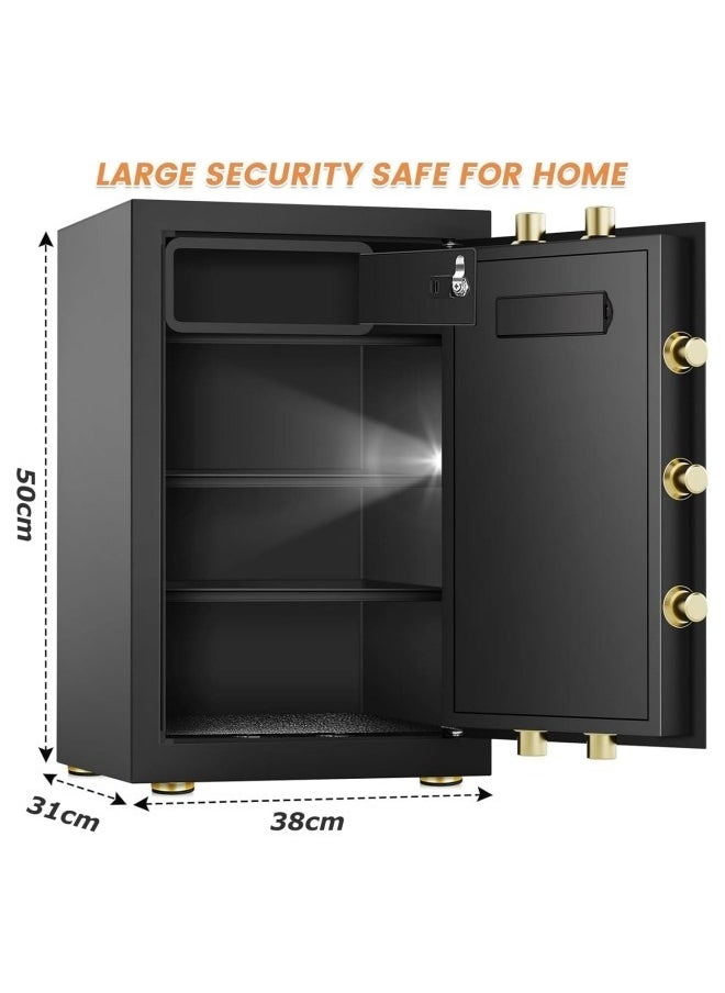 GGEROU - Safe Box,Steel Security Safe and Lock Box with Electronic Keypad Secure,Heavy Duty Fire proof Safe Boxes for Home Use, Removable Inner Cabinet and Shelf,Anti-Theft Digital Safe Box for Home Office - Image 1