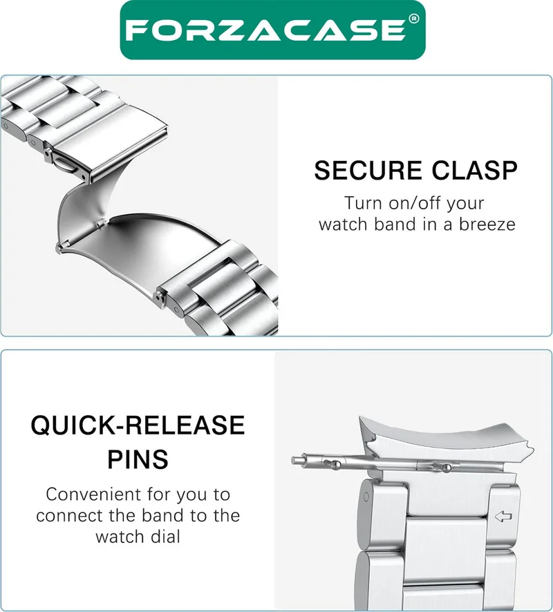 فورزاكاس Metal Link Strap Compatible with Samsung Galaxy Watch Fe - FC790