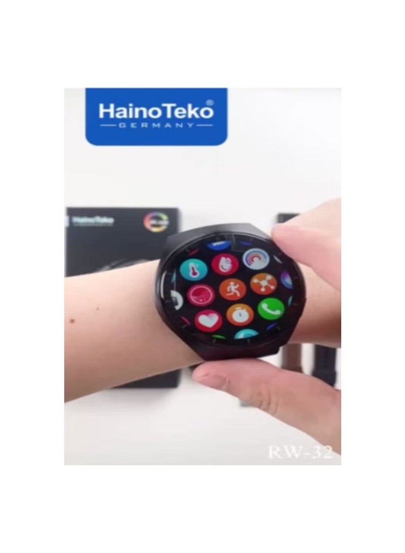 Haino Teko RW32 Smart Watch HD IPS Amoled Screen,Curved Glass With 3 Straps Silicone And Stainless Steel And Leather - Image 2