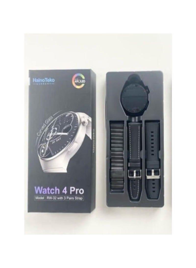 Haino Teko RW32 Smart Watch HD IPS Amoled Screen,Curved Glass With 3 Straps Silicone And Stainless Steel And Leather - Image 3