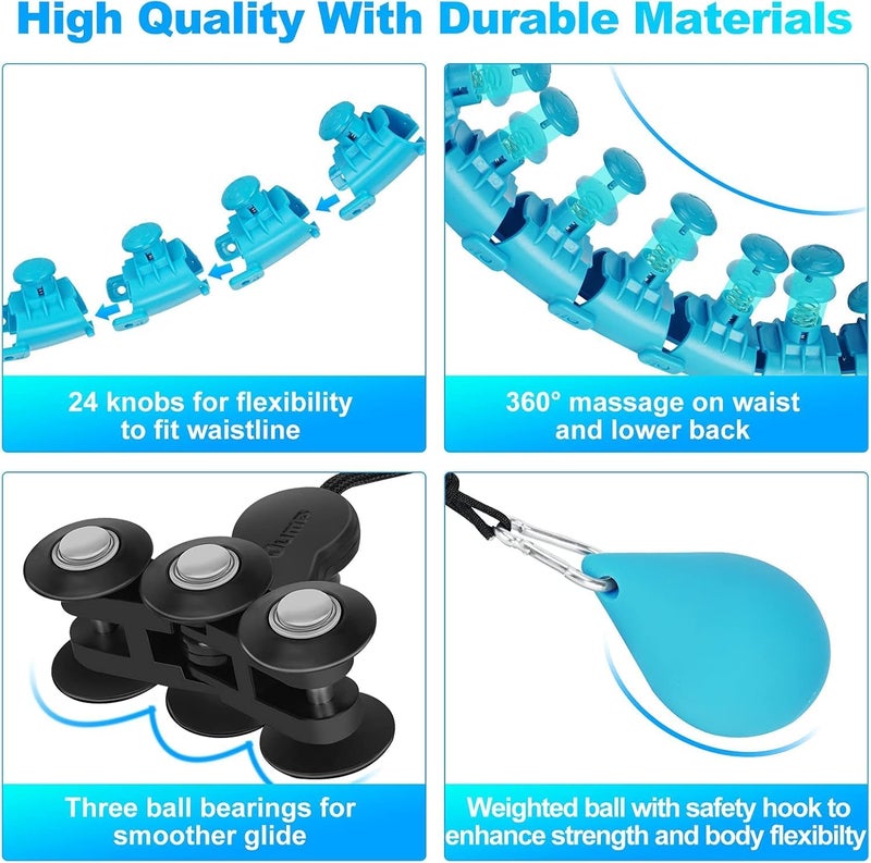 HENIRAG® Smart Infinity Heavy Duty Hula Hoop for Adults Weight Loss/Exercise - 360 Degree Waist Fitness - 24 Knots Adjustable Size with Ball-Multi - Image 4