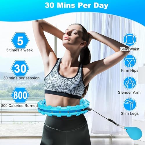 HENIRAG® Smart Infinity Heavy Duty Hula Hoop for Adults Weight Loss/Exercise - 360 Degree Waist Fitness - 24 Knots Adjustable Size with Ball-Multi - Image 2