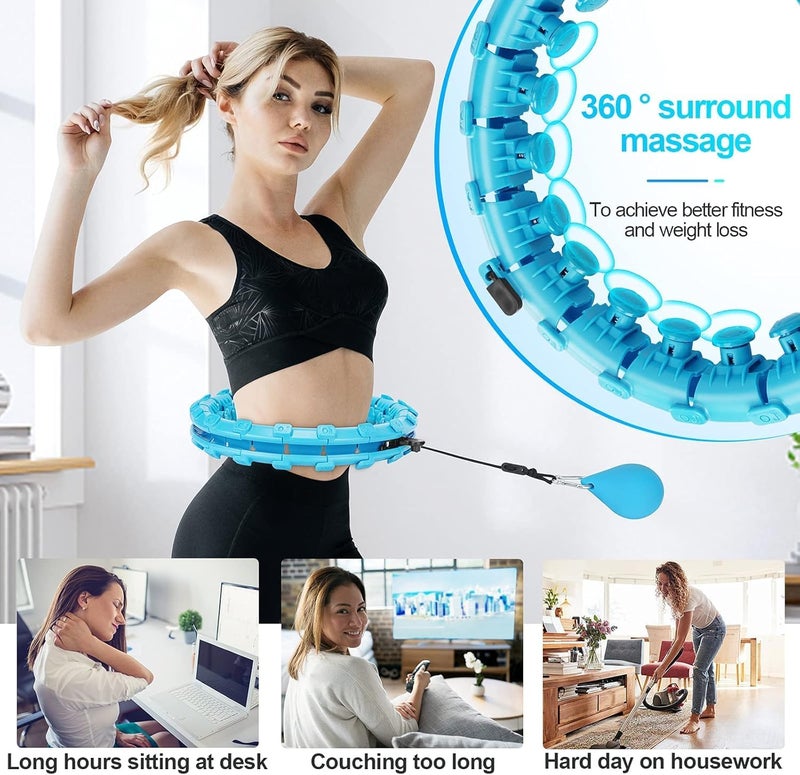 HENIRAG® Smart Infinity Heavy Duty Hula Hoop for Adults Weight Loss/Exercise - 360 Degree Waist Fitness - 24 Knots Adjustable Size with Ball-Multi - Image 3